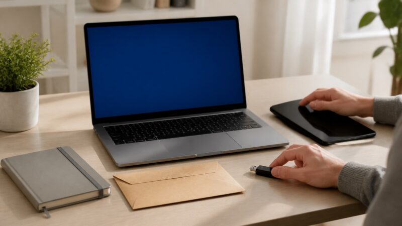 別端末やUSBメモリなどBitLocker回復キーの保存場所を確認する様子