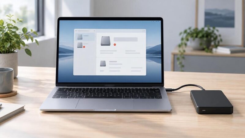 Macで外付けHDDがマウントされない状態を確認する作業机