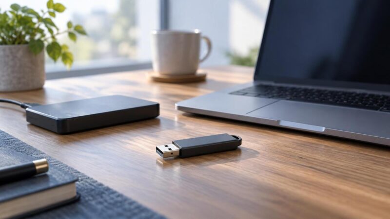 USBメモリのフォーマット日時と操作内容をノートへ記録する様子