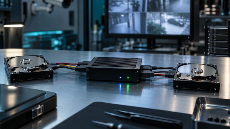 防犯カメラの原本HDDを別の解析用ドライブへ複製する作業環境